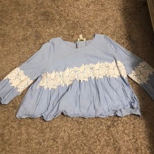 Plus Size Floral Long Sleeve Blouse